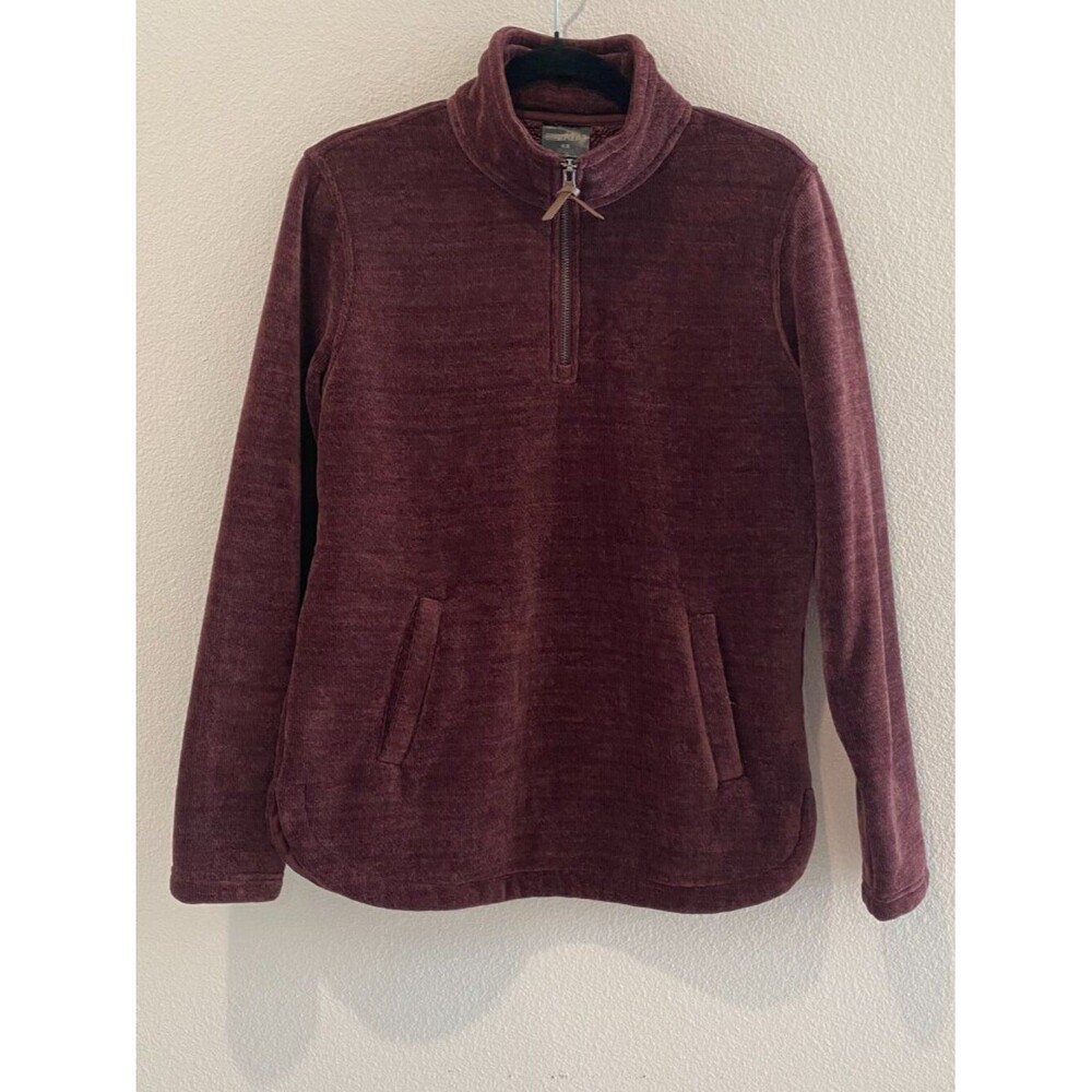 32 Degrees Heat Chenille 1/4 Zip Pullover Sherpa Teddy Lined Burgundy Small